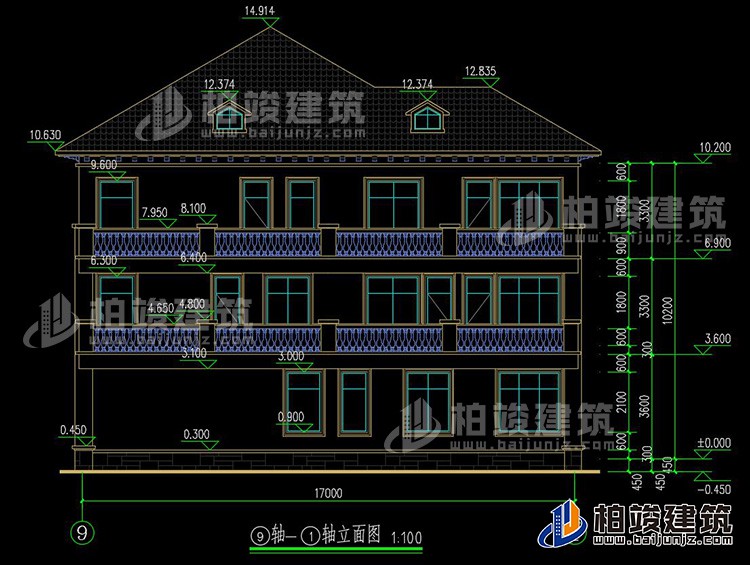 2019新農(nóng)村歐式別墅設(shè)計圖，三層自建房大氣漂亮別墅BZ368-簡歐風(fēng)格