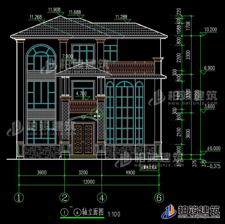 三層農(nóng)村自建房屋建筑施工圖別墅設(shè)計(jì)圖紙,小別墅設(shè)計(jì)圖BZ385-簡歐風(fēng)格